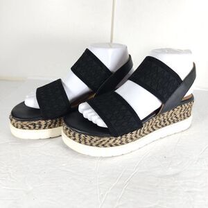 Anthropologie Women's EU39 US8,5 Black Multi Suede Flatform Slingback Sandals